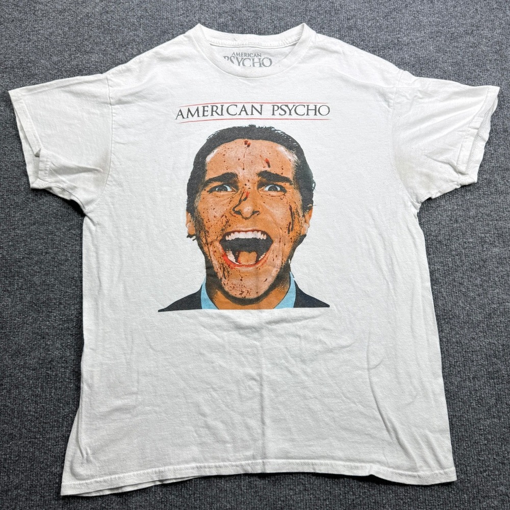 American Psycho Graphic T Shirt Mens L White Patrick Bateman‎ Movie Promo
